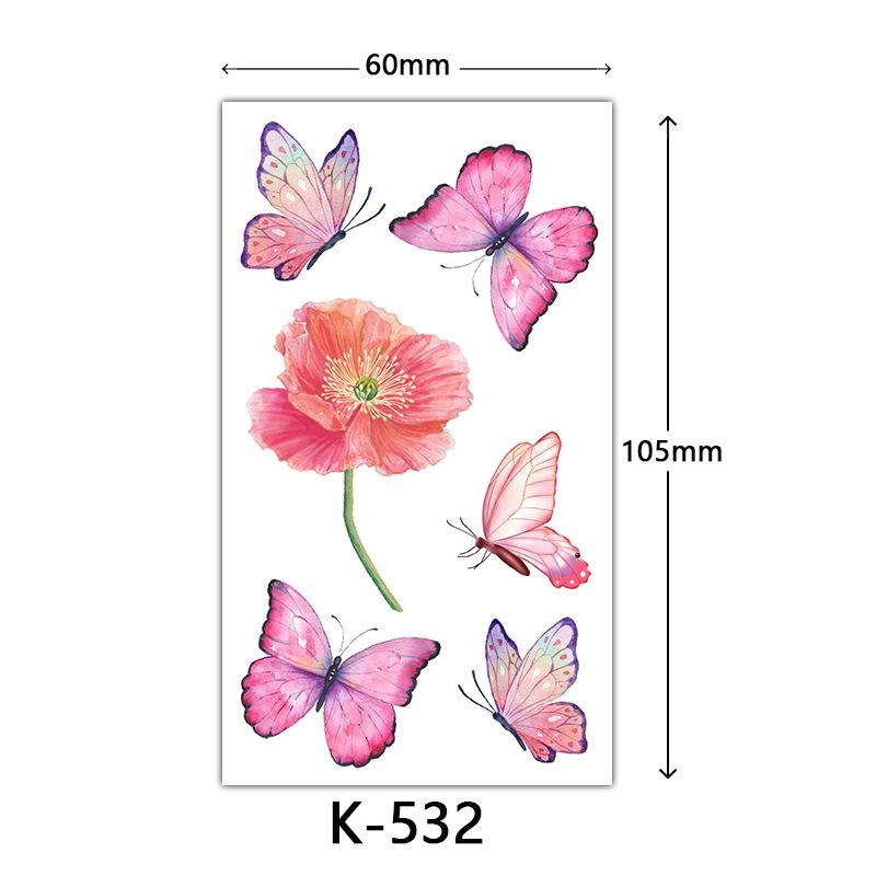Waterproof Tattoo Stickers: English Letters, Flowers & Butterfly Sketches