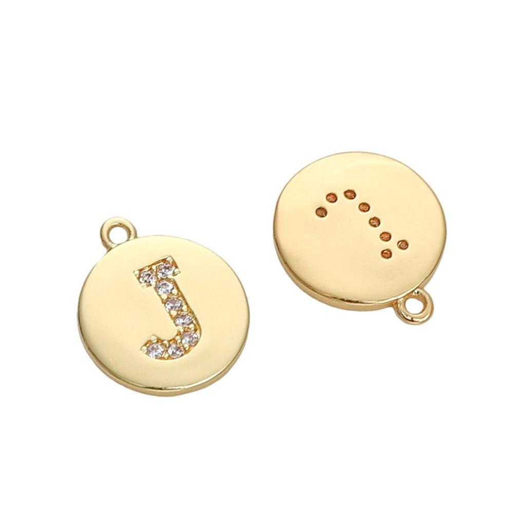 Copper Zirconium Inlaid Circular 26 Letter Pendant For DIY Jewelry Making Craft Accessories