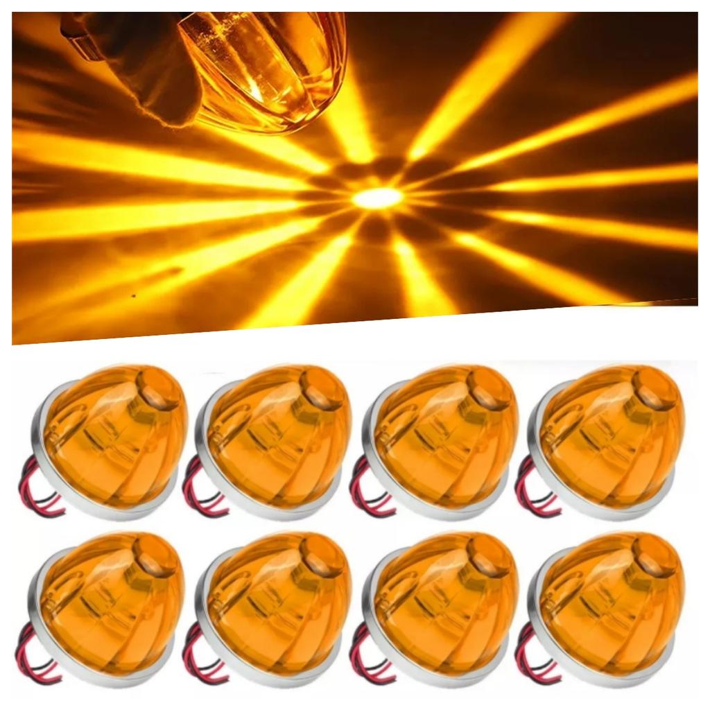 8PCS Watermelon Lights Strobe LED Side Marker Indicator Turn Signal Truck Trailer LED Star Lights For Truck 12V/24V