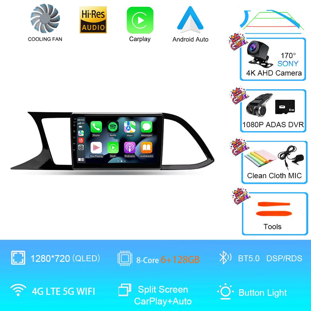 Автомобильное радио Android 14 Carplay Auto для Seat Leon 3 MK3 2012-2020 GPS-навигация 4G WIFI Мультимедийный видеоплеер Стерео 360 Камера