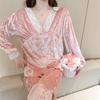 Velvet Pajamas Women's French Lace Princess Style Long Sleeved Cardigan Home Wear Two-Piece Set Warm Autumn Winter Nightwear