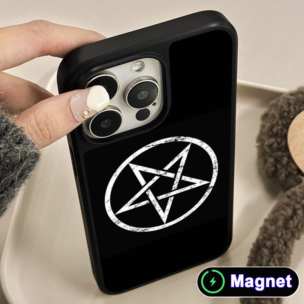 Aesthetic Pentagram Phone Case for iPhone 17 16 15 14 13 12 11 Air Pro Max Plus Matte Surface Magsafe Cover