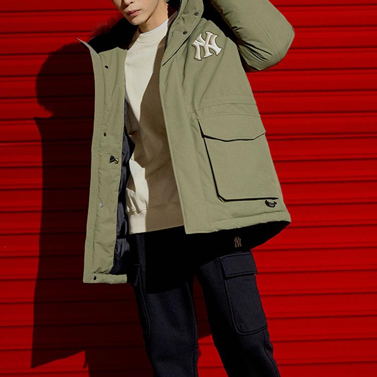 Новые пуховики с базовым логотипом MLB Унисекс Зеленый 3ADJJ0216-50KAS