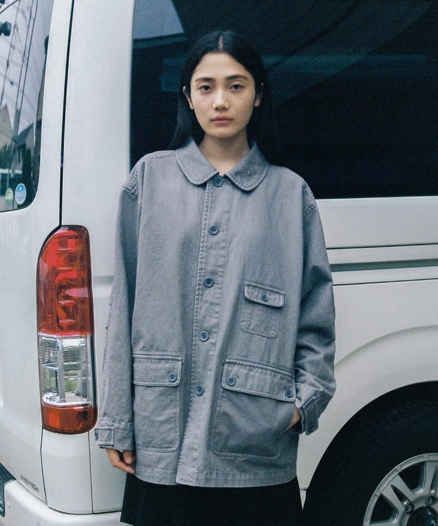 OHESHIO Star Floral Washed Cotton Jacket, Charcoal