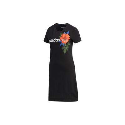 Neo W Farm P Dre Hibiscus Print Sports Short Sleeve Dress Women Dresses Black EI4853