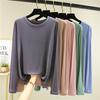 Women's Modal Long Sleeve T-Shirt Crew Neck Solid Slim Fit Basic Undershirt Thin Versatile Casual Top