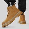 Мужские ботинки Мартин из натуральной кожи с высоким берцем - Желтые ретро зимние ботинки для снега с плюшевой подкладкой