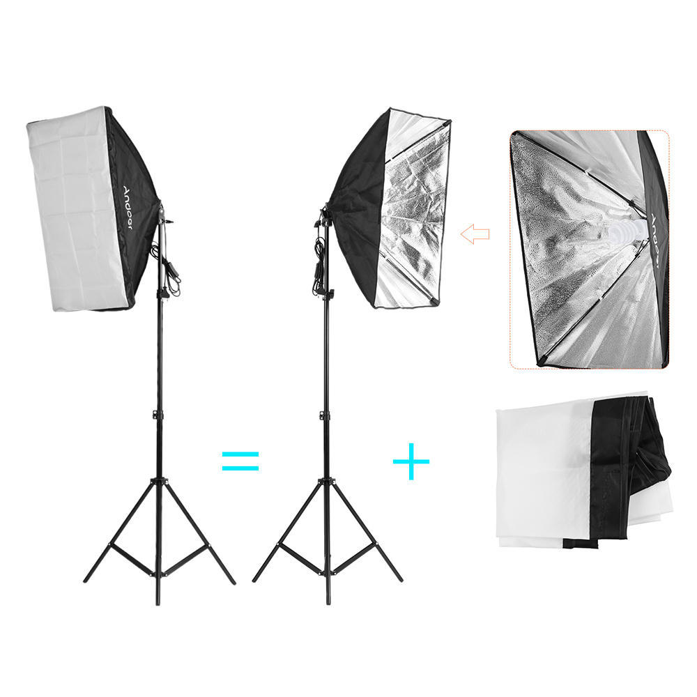 Andoer Комплект для фотосъемки 1,8 м * 2,7 м, черный, белый, зеленый, хлопковый фон 6 шт., крепление в виде рыбы, 1 шт., 60 см