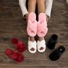 Crossed Open-toed Plush Slippers European and American Cotton Slippers SHEIN Slippers