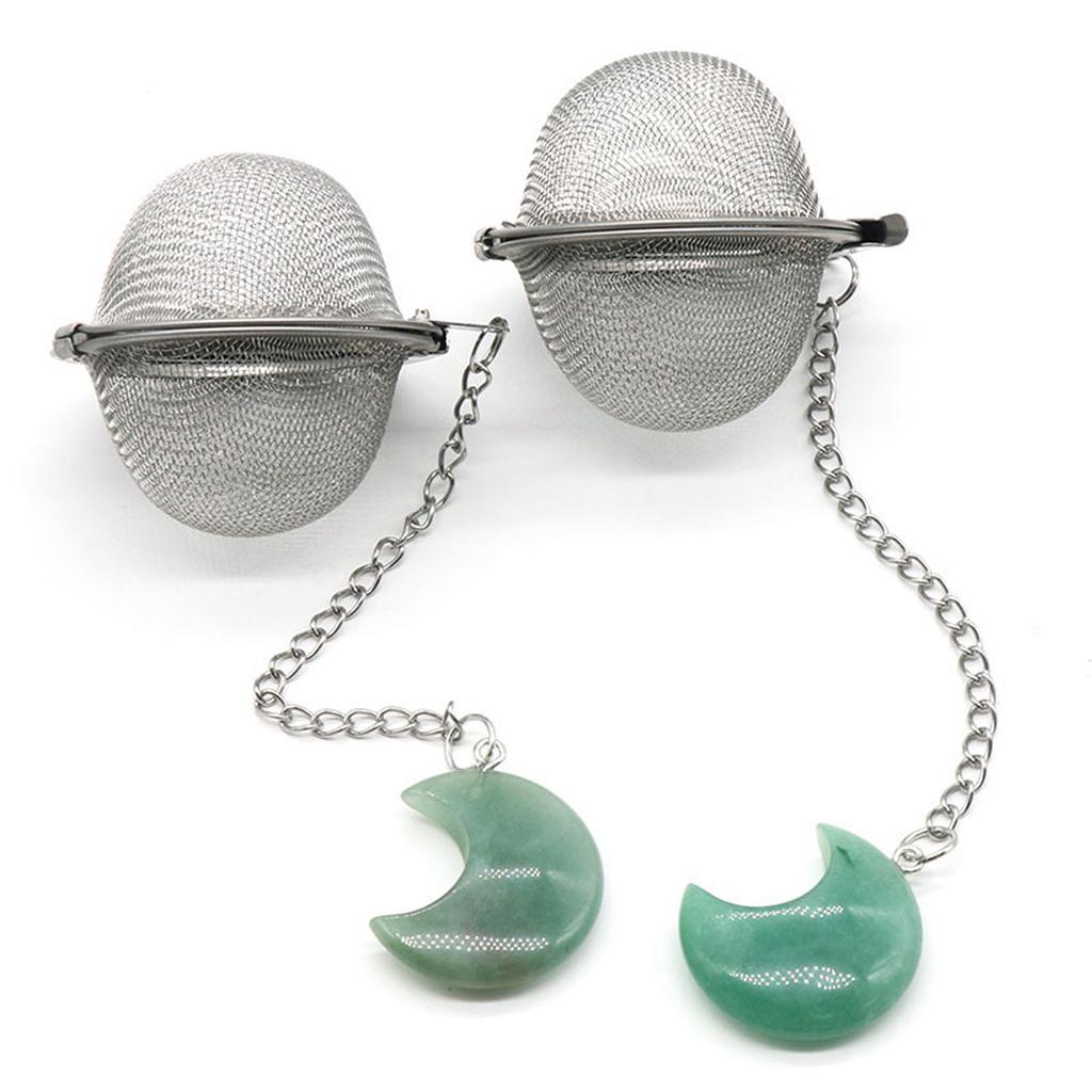 1 шт., сетчатый фильтр для чая, удлинительная цепочка в форме луны, искусственный кристалл, камень из нержавеющей стали, горячий горшок, специи, ситечко для чая, шар, кухонный шарик для чая