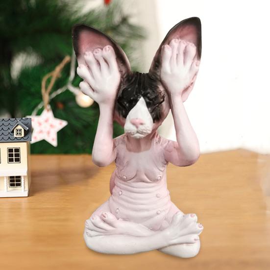 Медитирующая кошка, статуэтка Будды из смолы, лысый кот, украшения, сидящая в медитации, дзен-статуэтка кошки, домашний декор, подарок для любителей медитации