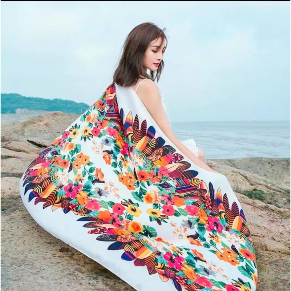 Соленое озеро Чака Туризм на Северо-Западе Этнический стиль Шарф Шелковый шарф Женский Летний Приморский Пляжный Платок Солнцезащитный Тонкий