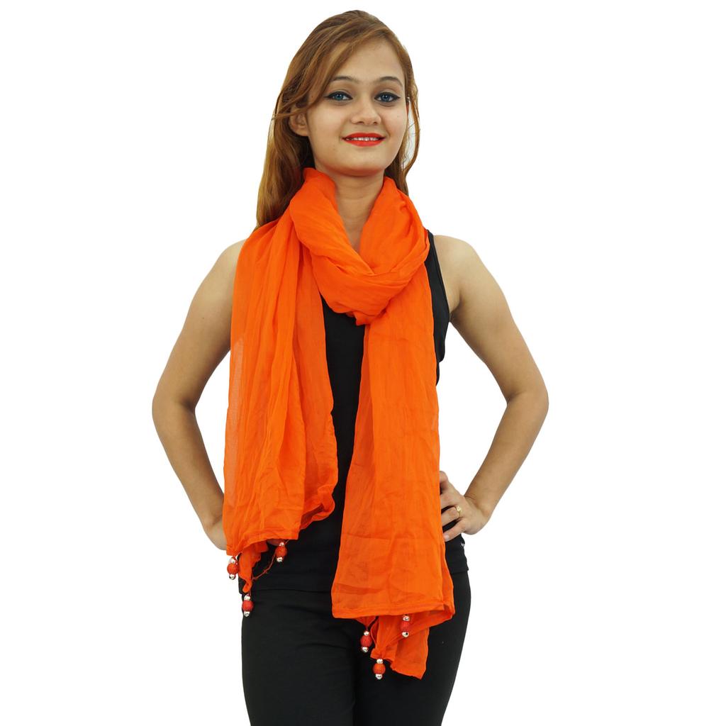 Chiffon Blend Dupatta Chunni Stole Indian Long Neck Wrap Tassel Scarf
