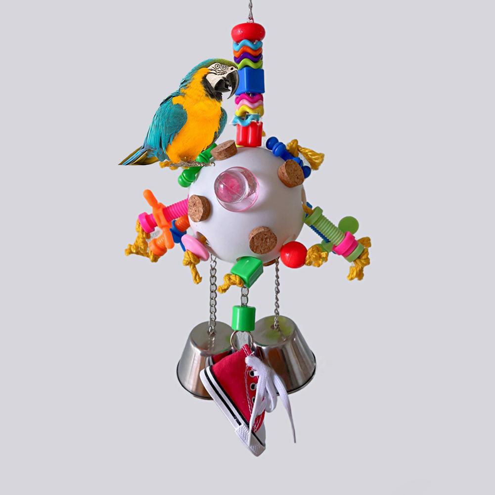 1 шт. Игрушка-погрызушка для попугая, Игрушка-погрызушка для птиц, Товары для питомцев, Разноцветный мяч, Игрушка для погрызушек и добывания корма для африканского серого мини