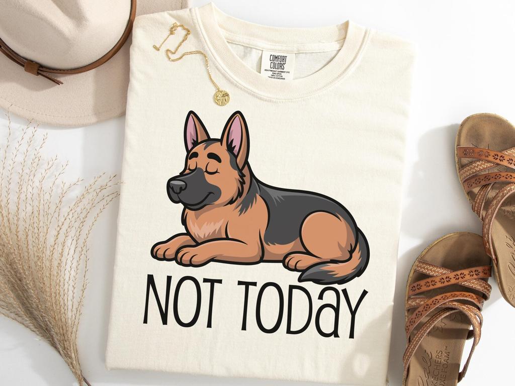 German Shepherd Not Today Shirt, Lazy Dog T-Shirt, Funny GSD Tee, Sleepy Guard Dog Tshirt, Pet Lover Gift, Chill Pup Shirt, Relaxed Dog Tee