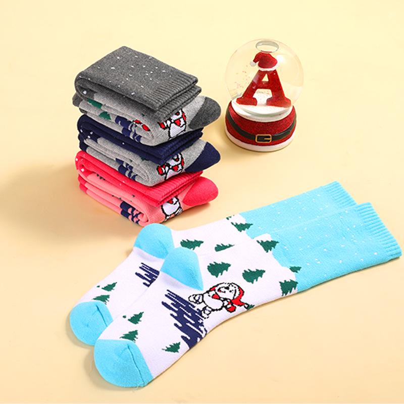 Two Wolves Kids' Winter Knee-High Ski Socks - Terry Bottom, Thick, Sweat-Absorbent, Warm with Christmas Tree Design