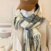 Versatile Imitation Cashmere Tassel Soft And Sticky Plaid Scarf For Women'S Winter Luxury New Fashionable Thickened Warm Shawl