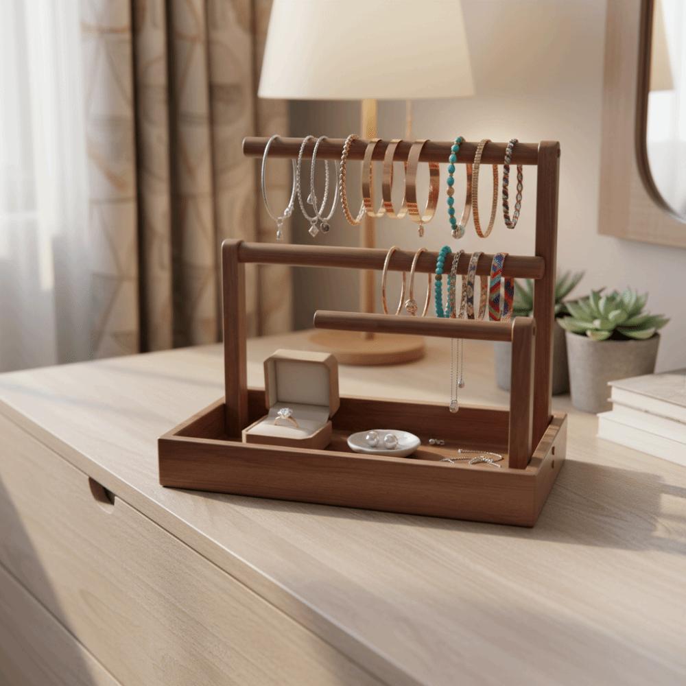 Solid Wood Bracelet Storage Holder Large Size Jewellery Organizer Closet Organization