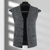 Men Sweater Vest V Neck Single-breasted Sleeveless Buttons with Pockets Elastic Thick Solid Color Knitted Top Sweater Coat