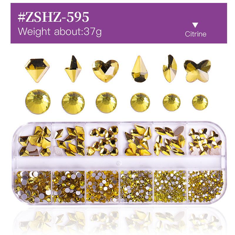 12 ячеек для дизайна ногтей со стразами и плоским дном, специальные формы бриллиантов, смешанные маленькие круглые бриллианты, украшения для дизайна ногтей своими руками