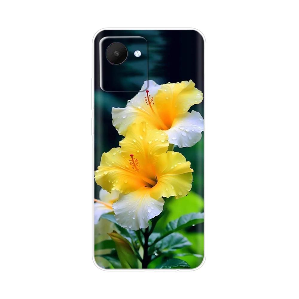 Чехол для Realme C30 из ТПУ-силикона, противоударный, с рисунком цветок-сердце, чехол-бампер для Oppo Realme C30S, Fundas RealmeC30, печать, мягкий бампер