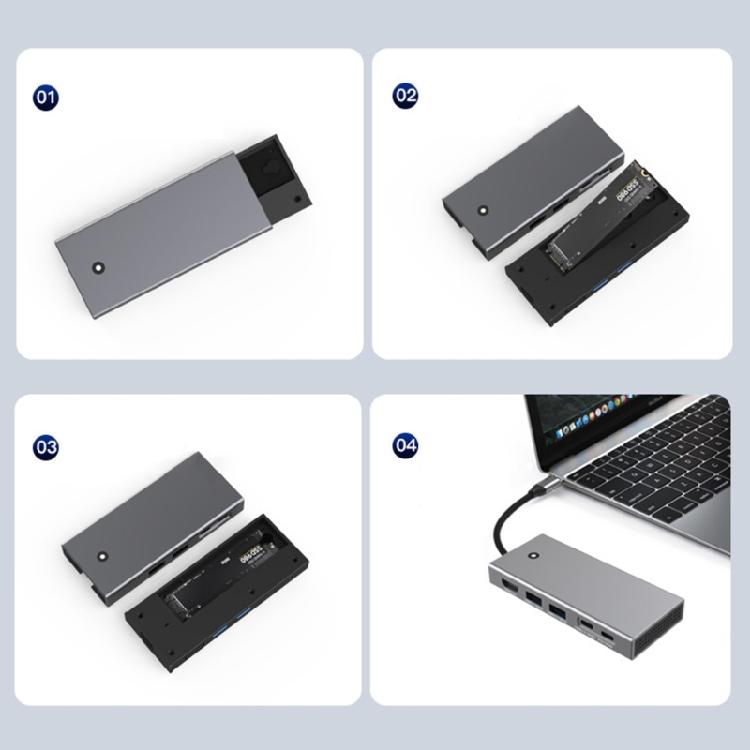 Док-станция M.2 Два протокола TypeC PD100W USB3.2 10 Гбит/с HDMIсовместимый 2.0
