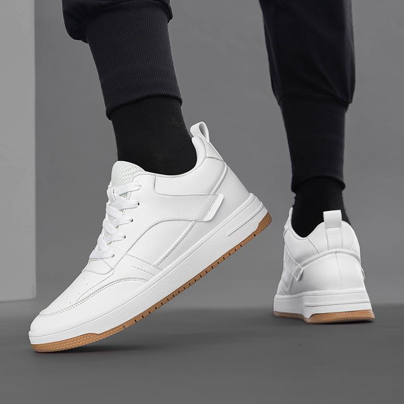 Кожа 6см 8см Обувь для скейтборда на платформе Мужские повседневные кроссовки Белые Туфли для увеличения роста Невидимый человек Выше Подъемная обувь Плоская подошва