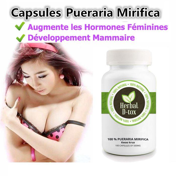 Complément Alimentaire Herbal D-tox Pueraria Mirifica - 100 gélules x 500 mg – Hormonoregulateur, Poitrine