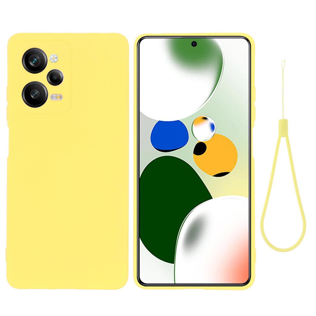Phone Case for Xiaomi Redmi Note 12 Pro Speed 5G/Poco X5 Pro 5G Liquid Silicone Soft Lining Cover with Strap