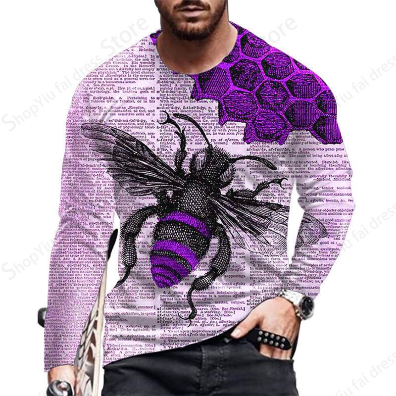 Футболка с принтом Animal Bee 3D для мужчин и женщин, модные футболки с длинным рукавом, графические футболки, уличные топы, футболки, топы Hombre Camisetas