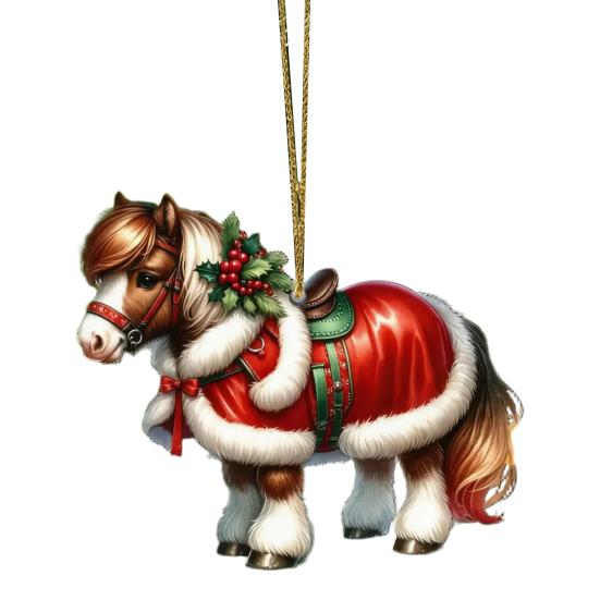 Рождественское украшение в виде лошади 2D плоское акриловое украшение на рождественскую елку подарки с лошадьми для женщин любителей лошадей фермеров друзей