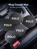RFKNG1 2Pcs Car Leather/Carbon Fiber Water Cup Coasters Anti-Slip Pads For VW Polo Scirocco Jetta Beetle Passat Tiguan Sharan Touran