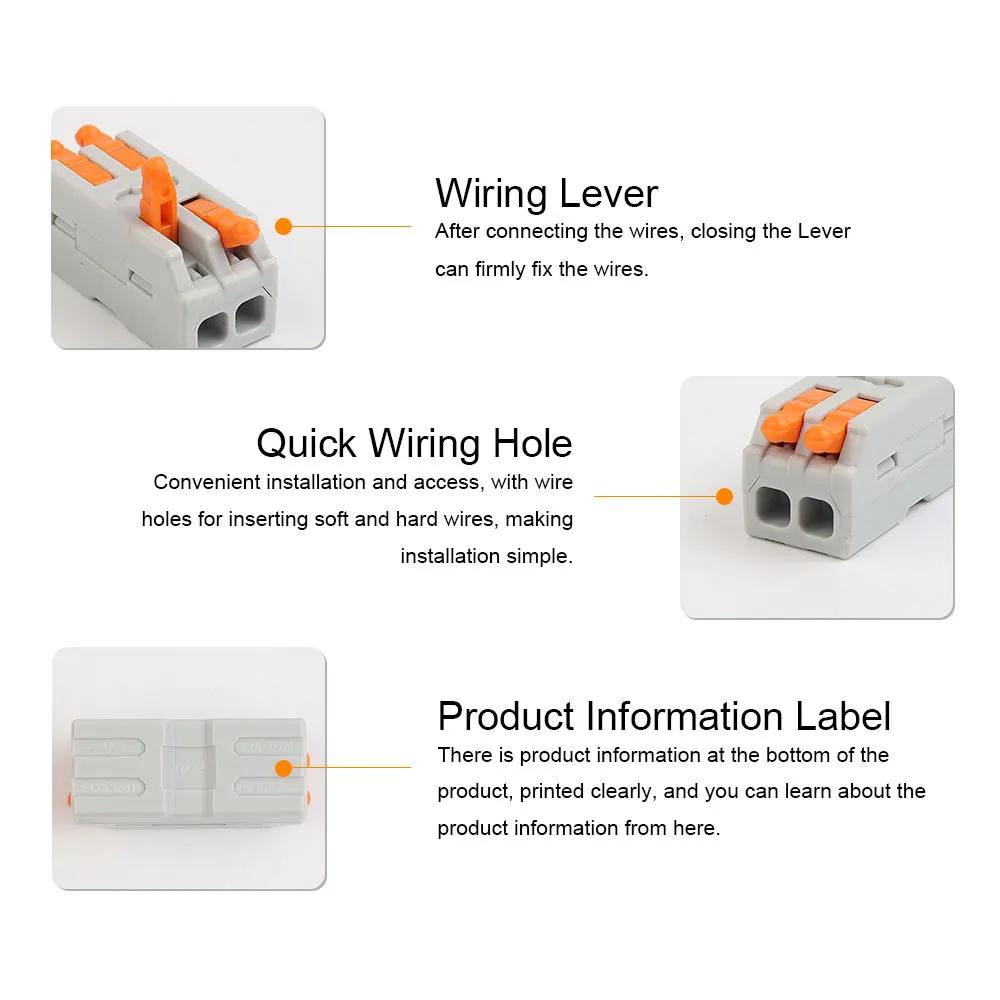 10PCS Mini Fast Wiring Cable Connectors Universal Compact Splitter Electrical Conductors Push-in Home Terminal Block
