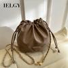 Fashionable Versatile Pleated Bag, Simple Bucket Bag, High-end Commuter Messenger Bag