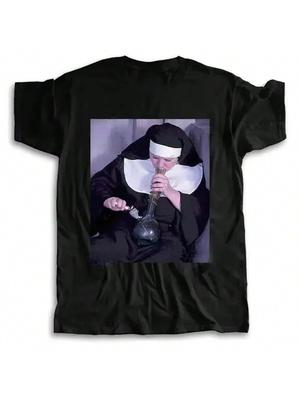 Горячая Забавная Футболка с Принтом Курения Летняя Женская и Мужская Бонги Мода Унисекс Футболка Винтажная Плюс Хлопковые Топы