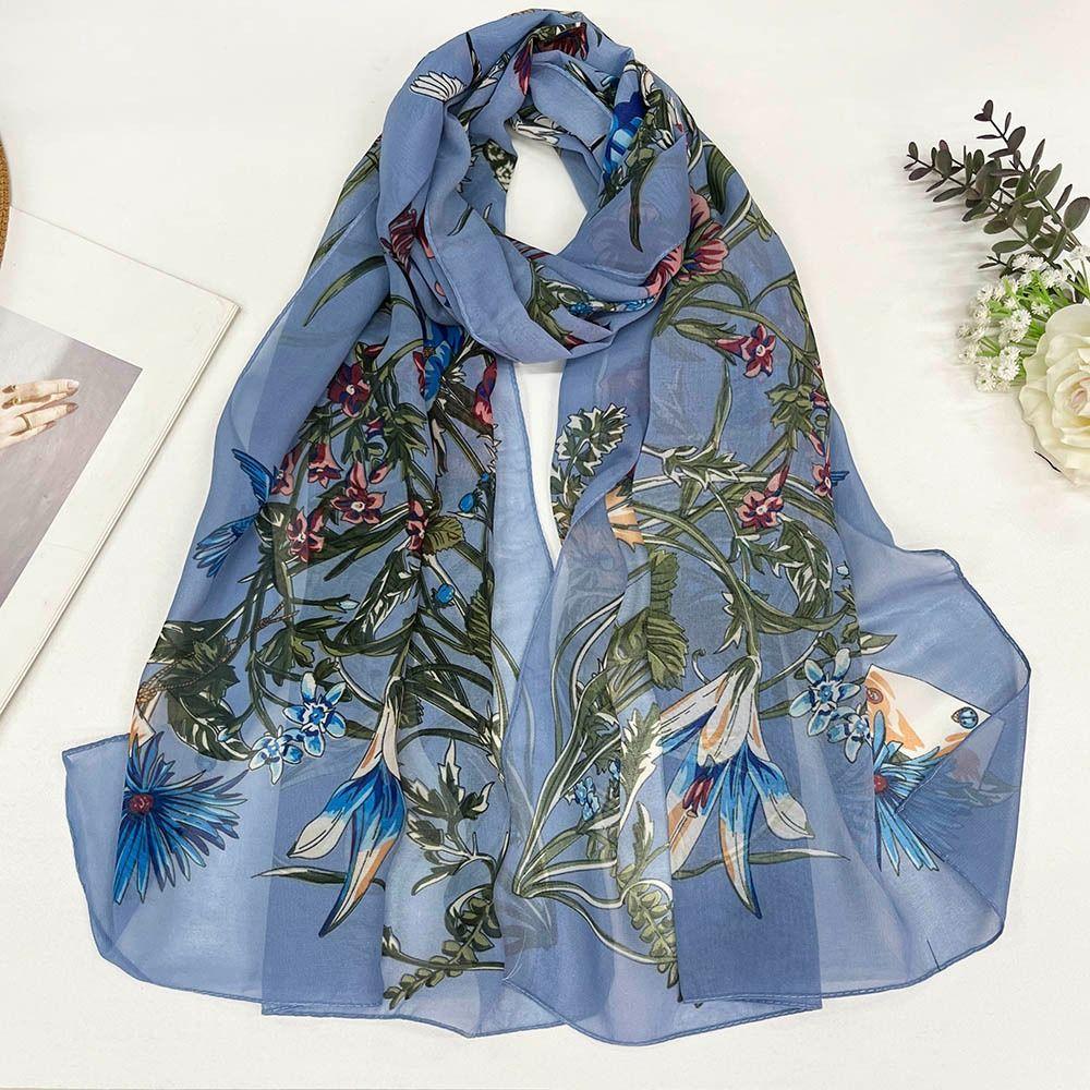 Sun-Resistant Silk Scarf Breathable Long Wraps Portable Beach Shawl for Women