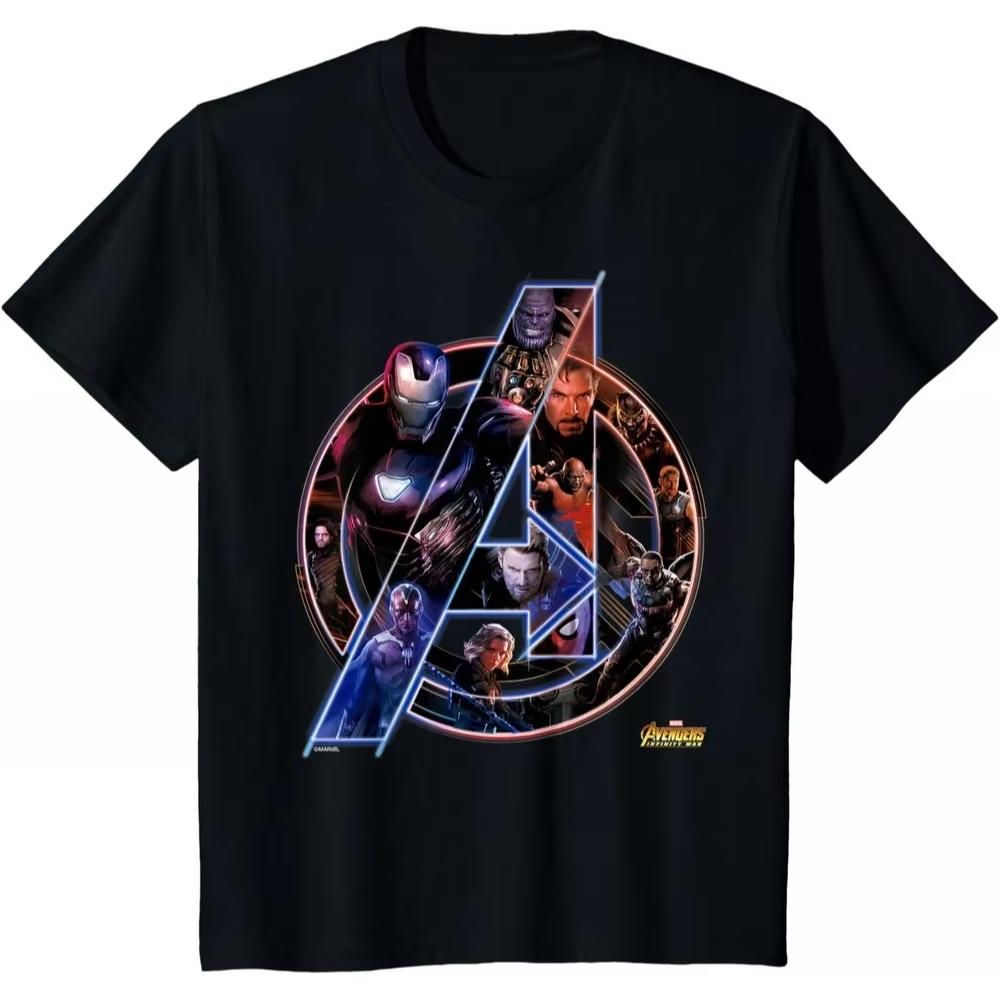 2026 новая футболка Мстители Война бесконечности Marvel Унисекс с коротким рукавом Мягкий хлопок Классический крой Круглый вырез Повседневный топ для взрослых фанатов