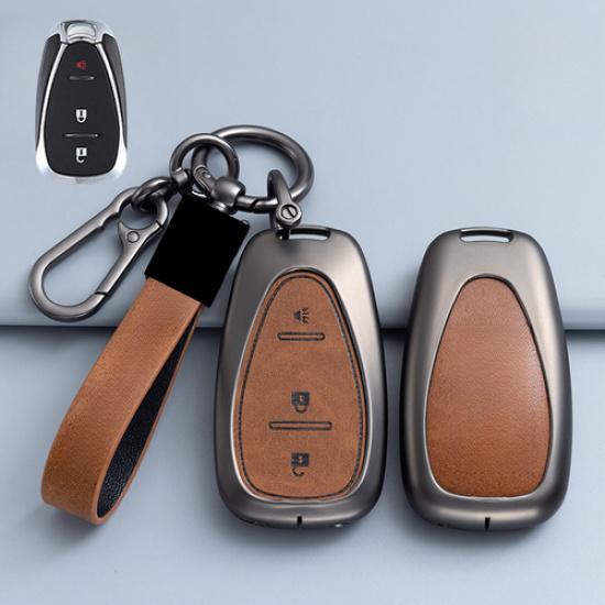 Alloy Leather Car Key Case Cover For Chevrolet Cruze Malibu Camaro Trailblaze