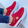 Summer Large Size Flying Woven Breathable Casual Single Shoes Wedge-heeled Thick-soled Hollow Velcro Round Toe Low-cut Women's Single Shoes