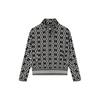 Fleece Printed Polo Casual Loose Knit Jacket Women Jackets Black F11W344505F-BK