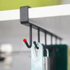 6 Hooks Kitchen Cabinet Wall Hanging Cup Holder Shelf Storage Rack Organizer