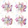 7pcs Gradient Digital Balloons (1-9), Aluminum Unicorn and Star Balloons, Used for Anniversary Celebration Decoration