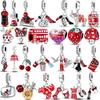 Red Color Series Charms Beads 925 Silver Blood Heart Love Car Strawberry Fruit Dangle Fit Bangle Bracelet DIY Jewelry