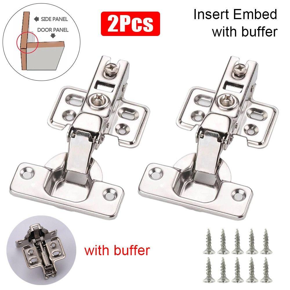 2Pcs Stainless Steel Door Hinges Hydraulic Damper Buffer Cabinet Hinge for Wardrobe Door