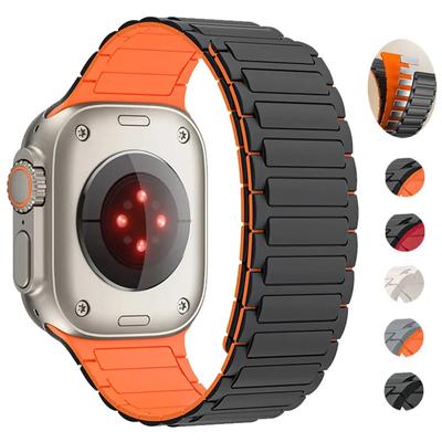Силиконовый магнитный ремешок для Apple Watch Band Ultra 2 49 мм 46 мм 45 мм 44 мм 42 мм 41 мм 40 мм 38 мм браслет iWatch Series 10 9 8 7 6 SE Correa