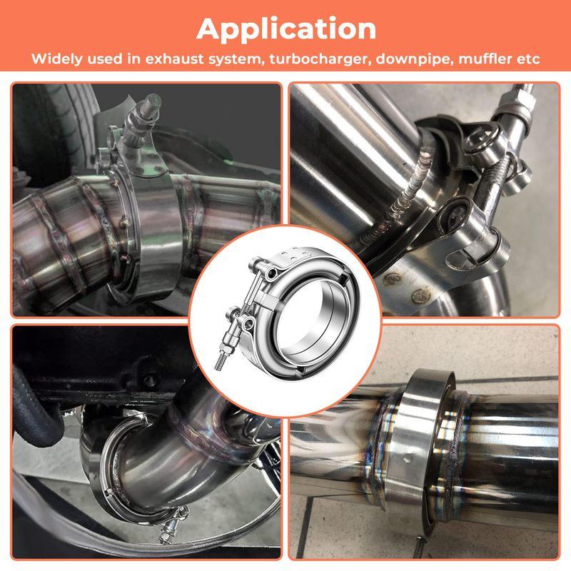 V Band Clamp With Male Female Flange Kit 304 Stainless Steel 1.5inch 38mm Intercooler Turbo Exhaust Clamp Downpipe Pipe Clamp