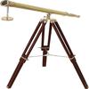 A Shiny Brass Nautical Single Barrel Telescope Wooden Tripod Ideal Home Decor Brass Finish Brown.