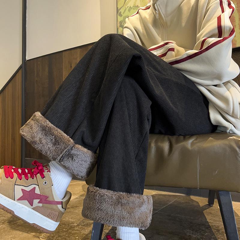 Мужские зимние вельветовые брюки - морозостойкие до -40°, очень толстые с подкладкой из бархата и овчины