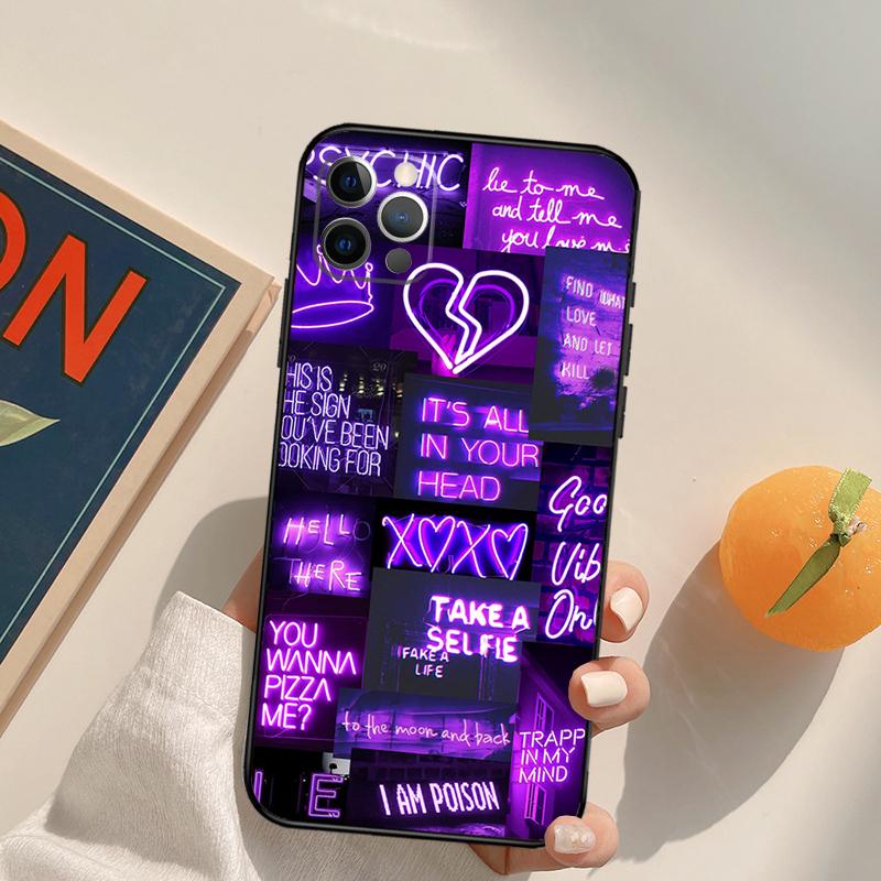 Фиолетовый эстетичный чехол Funda для iPhone 16 Pro Max 14 11 12 13 15 Pro Max Mini XR 16e 15 16 Plus.