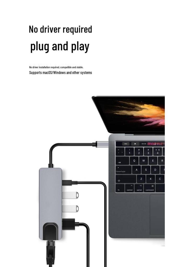 Многопортовый концентратор Type-C: USB-разветвитель с HDMI, Ethernet и док-станцией «восемь в одном».